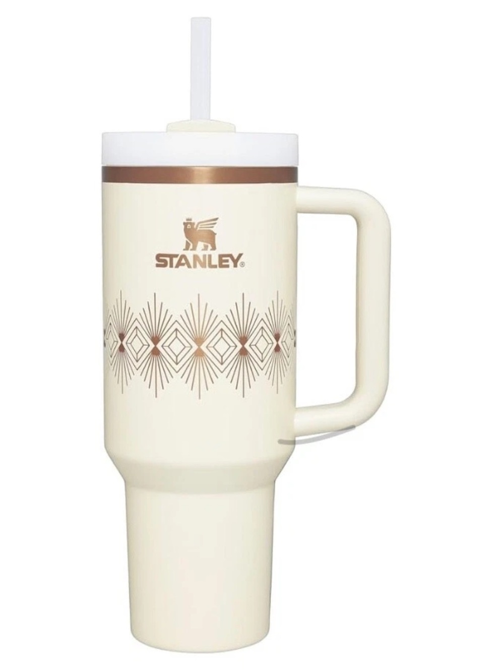 Stanley Quencher H2.0 FlowState Tumbler in Cream Gloss from the limited Deco Col